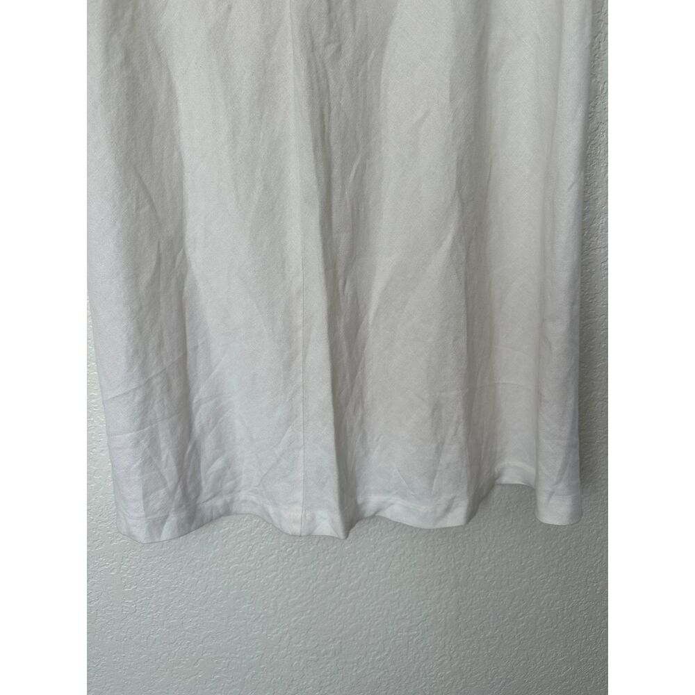 Vintage J Jill 100% Linen Midi White Skirt Beachy Coastal Classic Size 14 - Picture 2 of 9